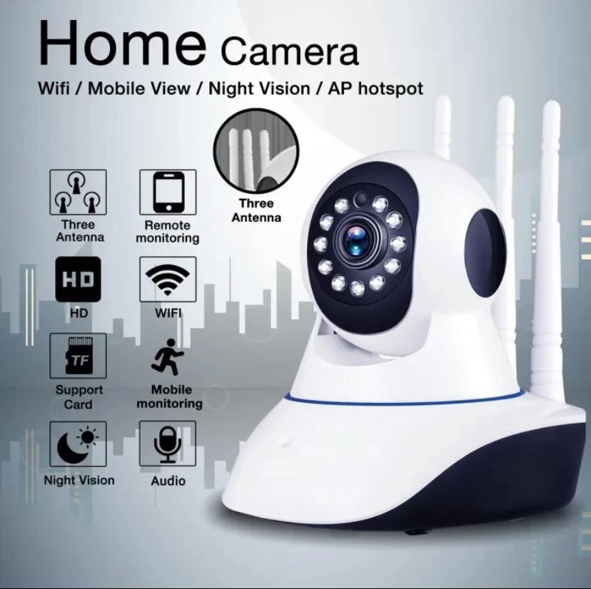 3 Antenna V380 2MP Full HD WIFT IP Camera - Q5Y 360 Degree Two-way Voice Camera