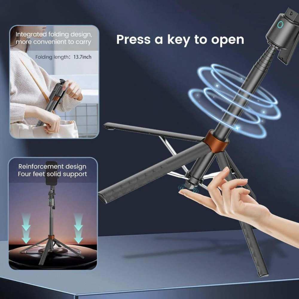 Q13 Selfie Stick Tripod with Wireless Remote Control Smart Auto AI Tracking Stabilizer