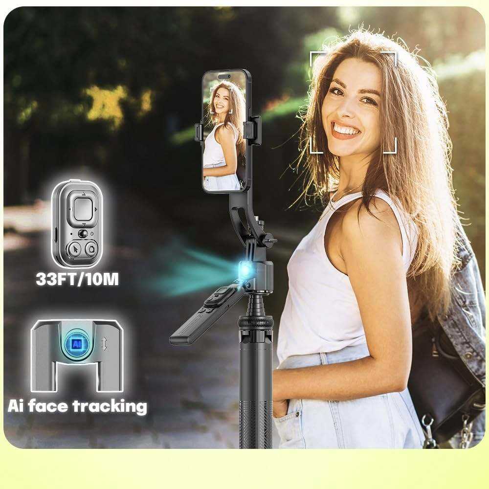 Q13 Selfie Stick Tripod with Wireless Remote Control Smart Auto AI Tracking Stabilizer